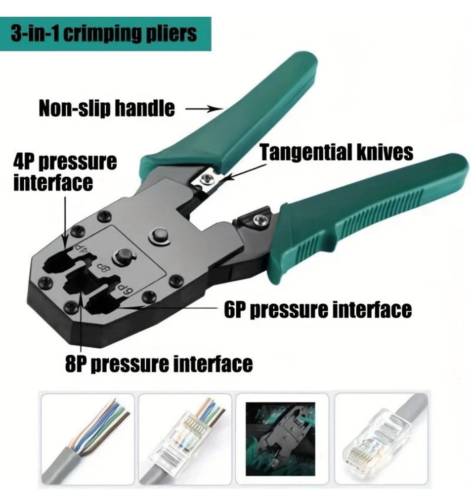 Network Tool Repair Kit -Crimper, Tester & Strippers for Ethernet Cable Work