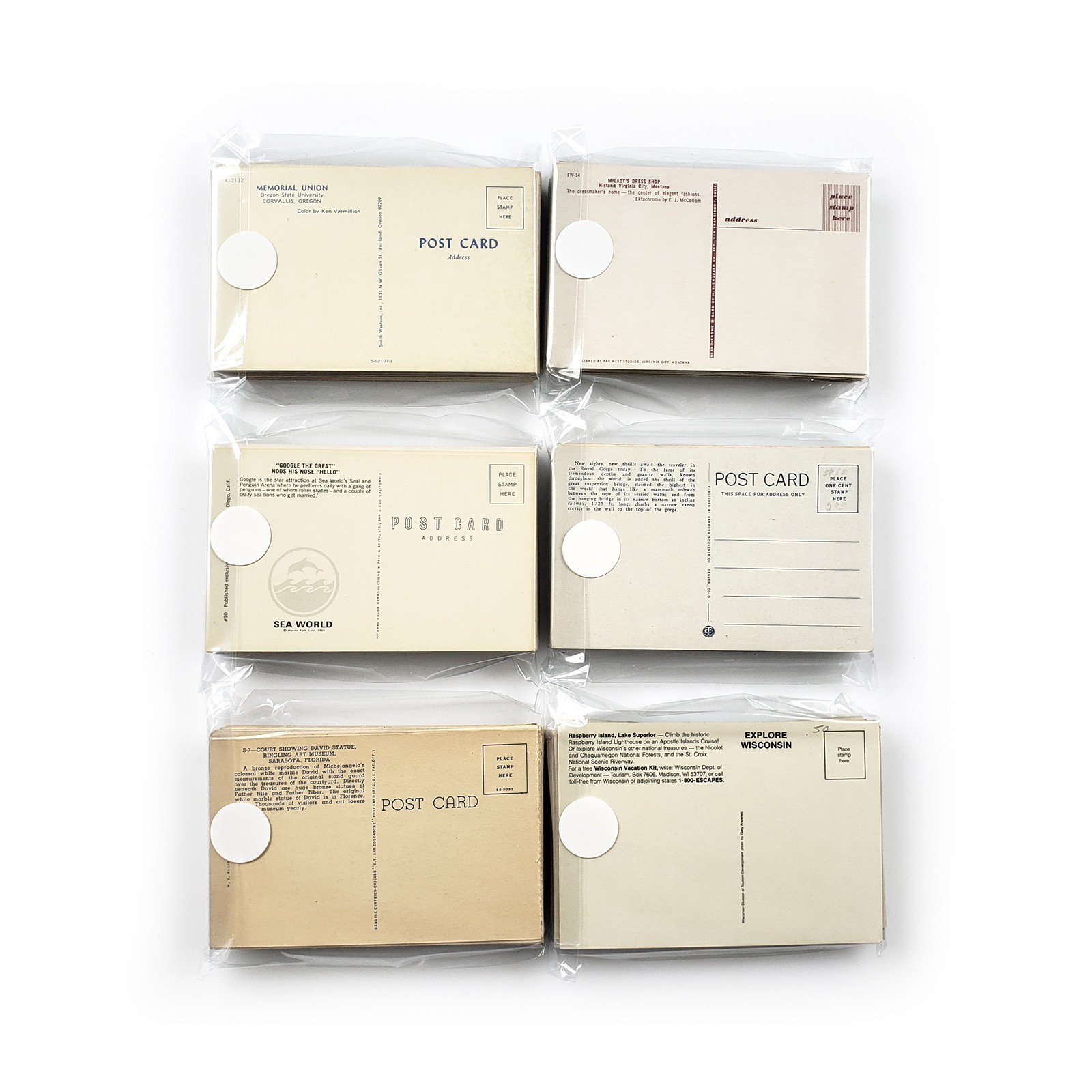 60 Unused Vintage Postcards Lot - Unposted Random Blank Midcentury Travel Views