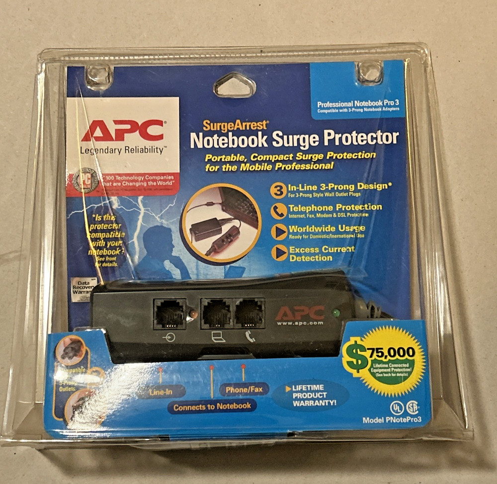 APC Notebook Laptop Surge Protector ~ PNOTE PRO3 ~ In-line 3 Prong