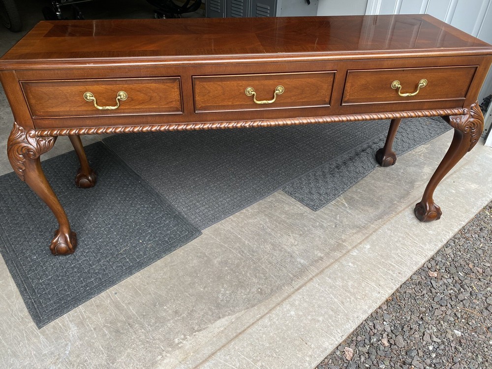 LINK TAYLOR BANDED HEIRLOOM SOLID MAHOGANY CONSOLE TABLE SIDEBOARD