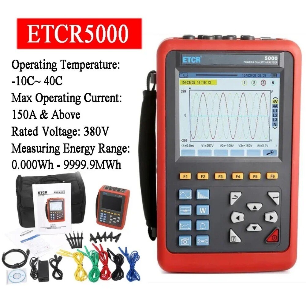 ETCR5000 Three-phase Five-wire Power Quality Analyzer Harmonic Analysis Tester