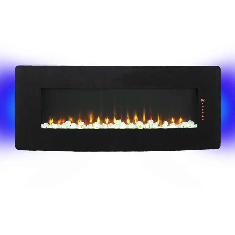 48" Curved Front Wall Mounted Electric Fireplace Multi Color Flame with Remote