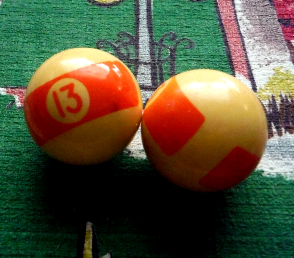 Vintage orange stripe 13 mini pool ball