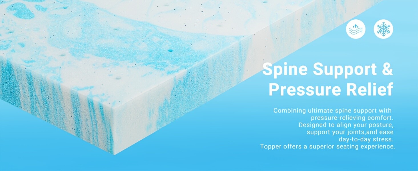 Premium Gel Memory Foam Mattress Topper US Certified Comfort Bed Pad for Cooling