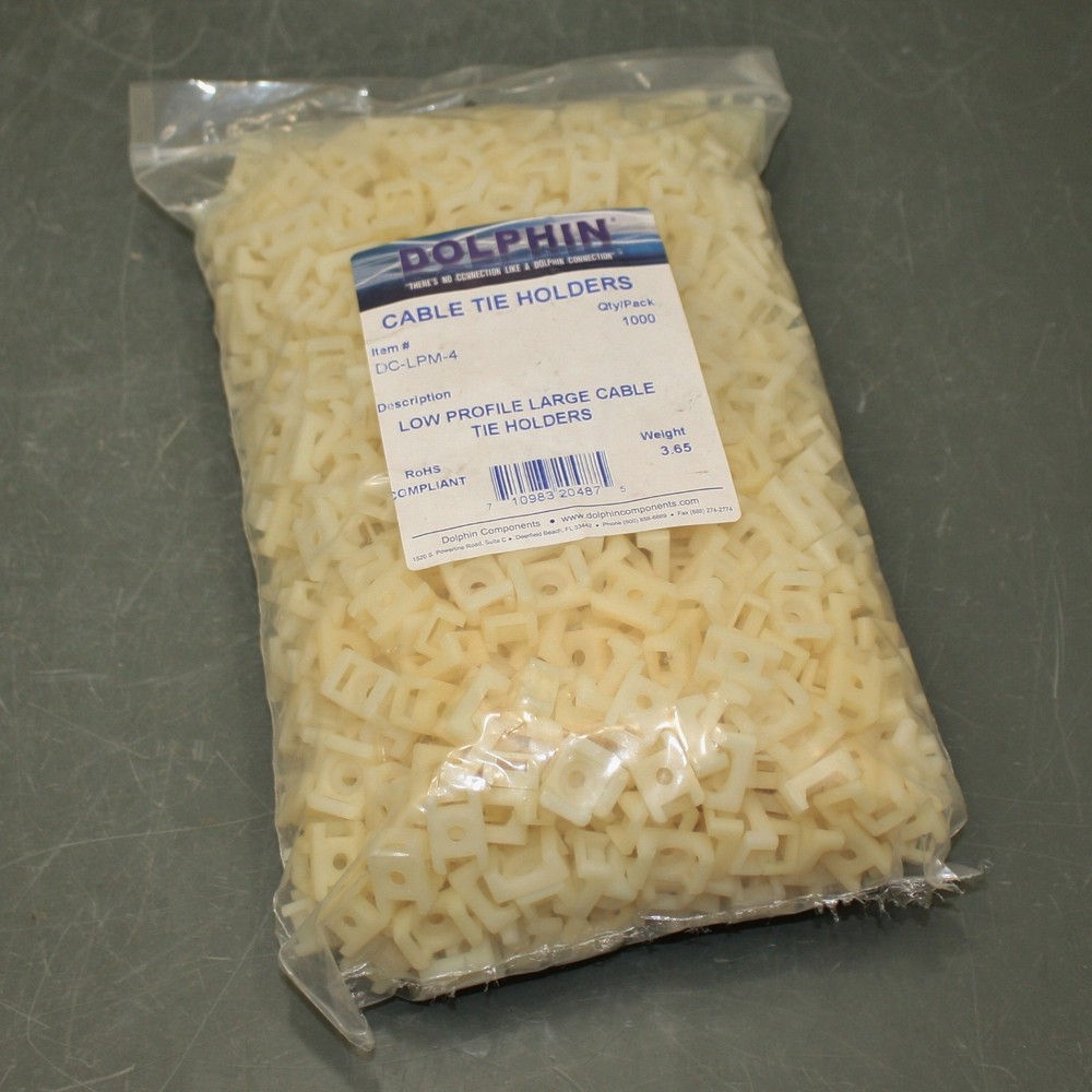(3000) Dolphin Components Saddle Cable Tie Base DC-LPM-4, #10 Stud, Nylon 6/6