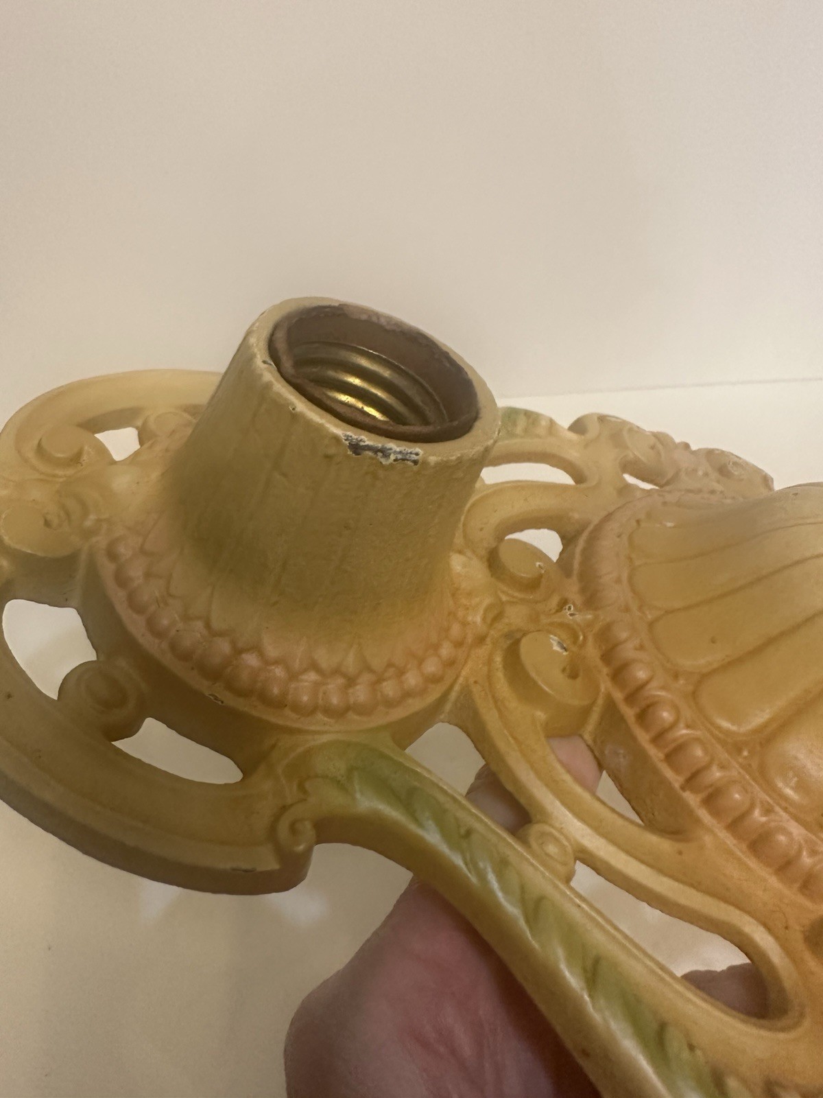 Antique art deco flat mount ceiling 2 light fixture with double light Late 1800s