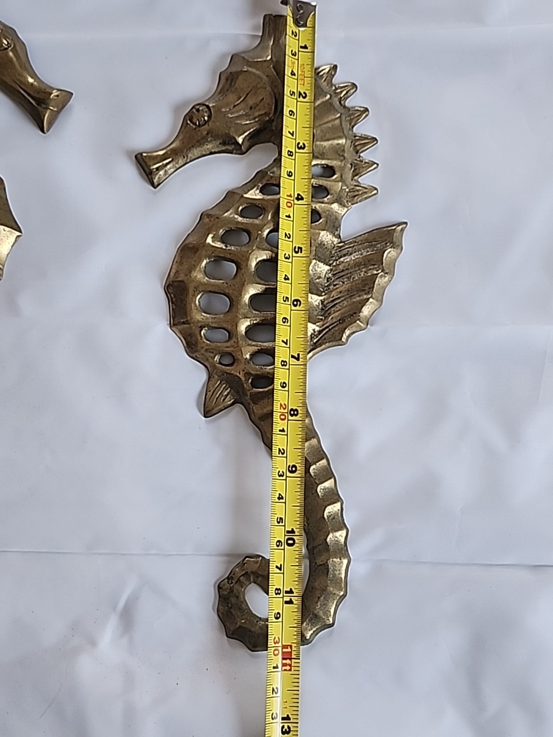2 Large Vintage 14" & 12" Vintage Brass Made In Japan Seahorse Wall [45]