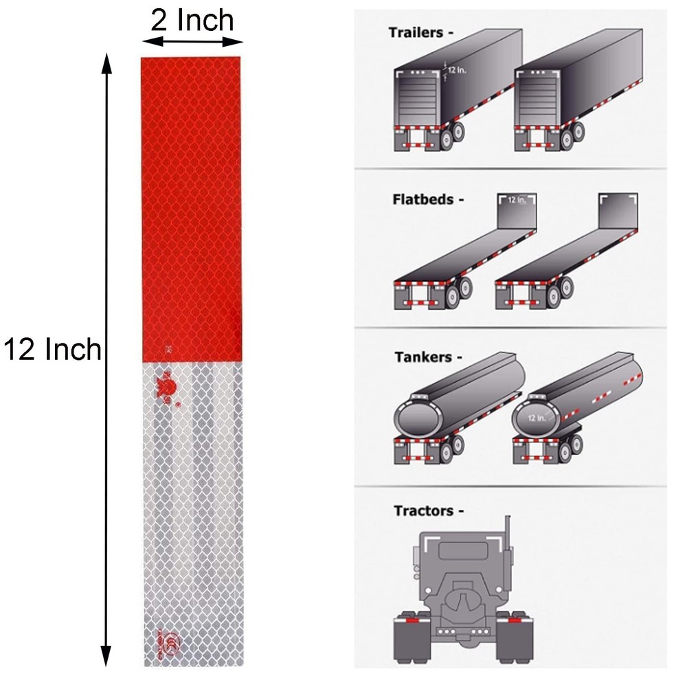 SICILAMIU Reflective Tape, 2" × 12" × 20 Pack × × 20 Pack, Red