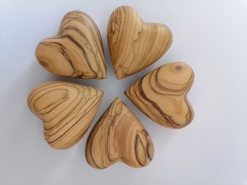 Olive Wood 3D and Flat Hearts Holyland Weddings Easter Gifts - HIGH QUALITY