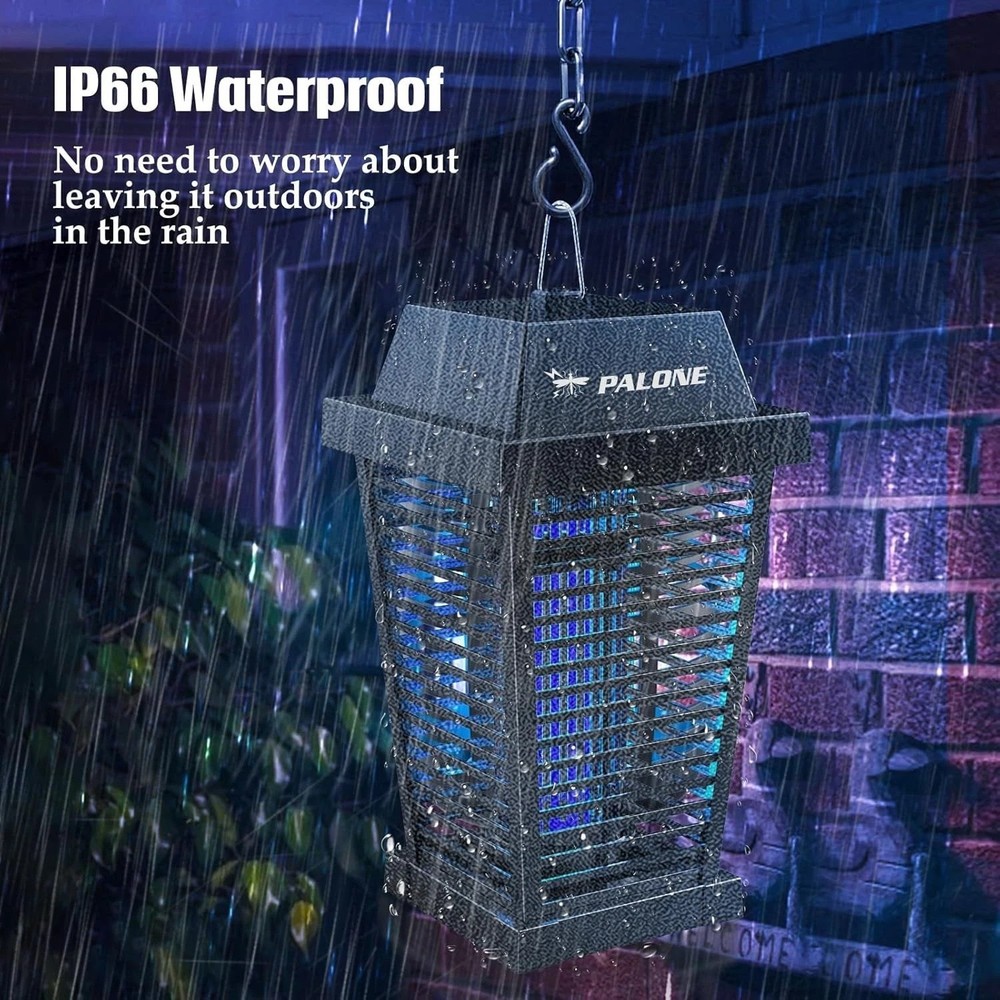 Solar Bug Zapper 4500V – Rechargeable Mosquito Killer with UV Light and Hook