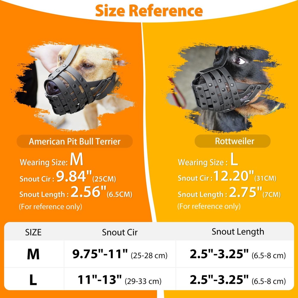 Pitbull Muzzle for Large Dogs | Basket Muzzle for Training, Grooming, Biting