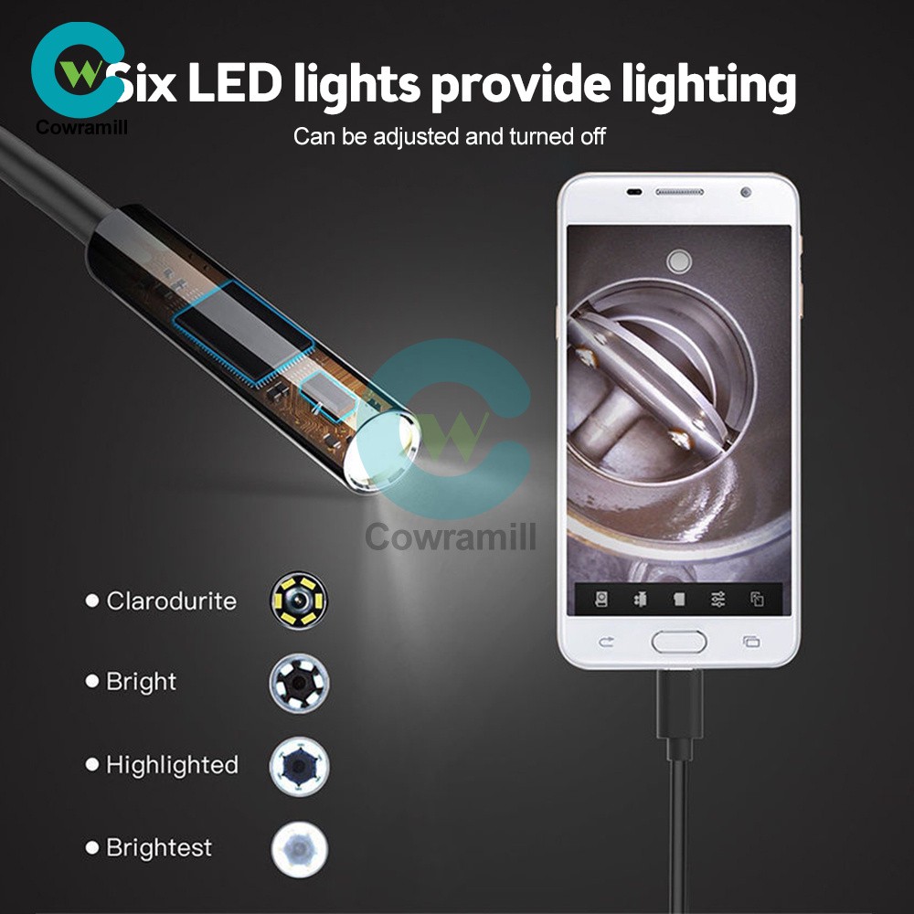 6LED HD Snake Endoscope Borescope Inspection Camera Scope for USB Android PC