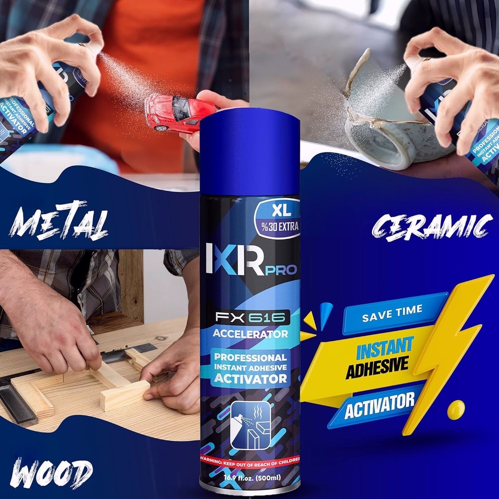 ixirpro CA Glue Activator Spray (4x16.9 oz) – Super Glue Accelerator for Bonding