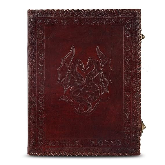 13" Leather Doble Drogon Grimoire Binder Leather Cover Notebook Office Folder