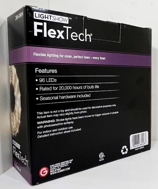 GEMMY LIGHTSHOW FLEXTECH 96 LED STRING LIGHT 10ft CLASSIC WHITE 20k HRS ~ NIB