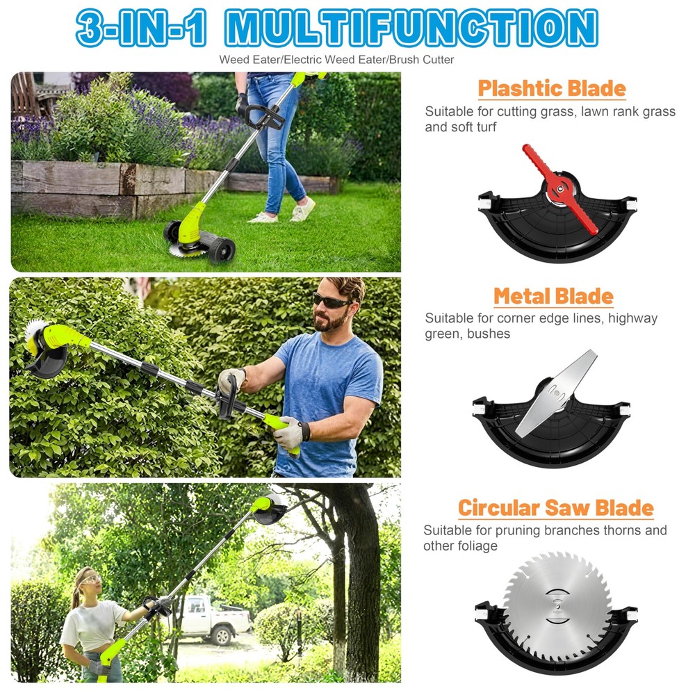 Electric Weed Wacker Cordless, 12V Battery Powered Weed Eater Cordless with A...