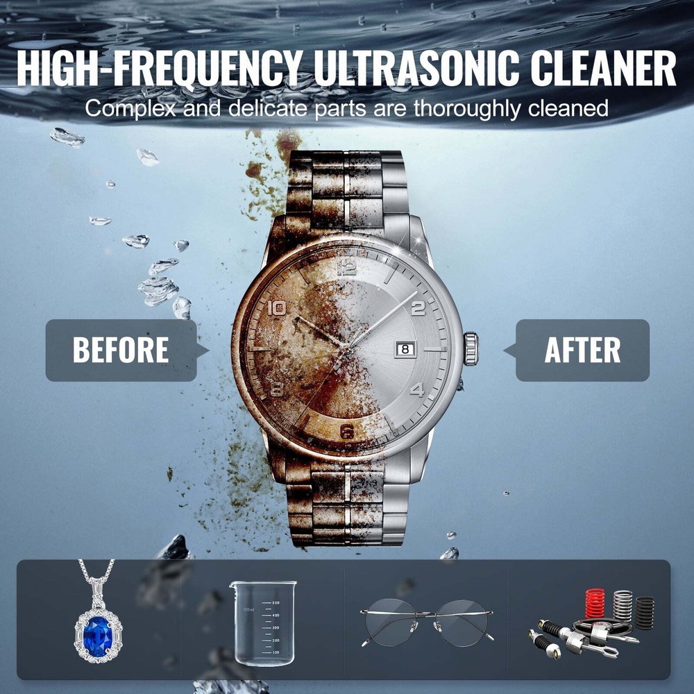 2L Ultrasonic Cleaning Device with Heating Function Timer & Basket 60W Cleaning