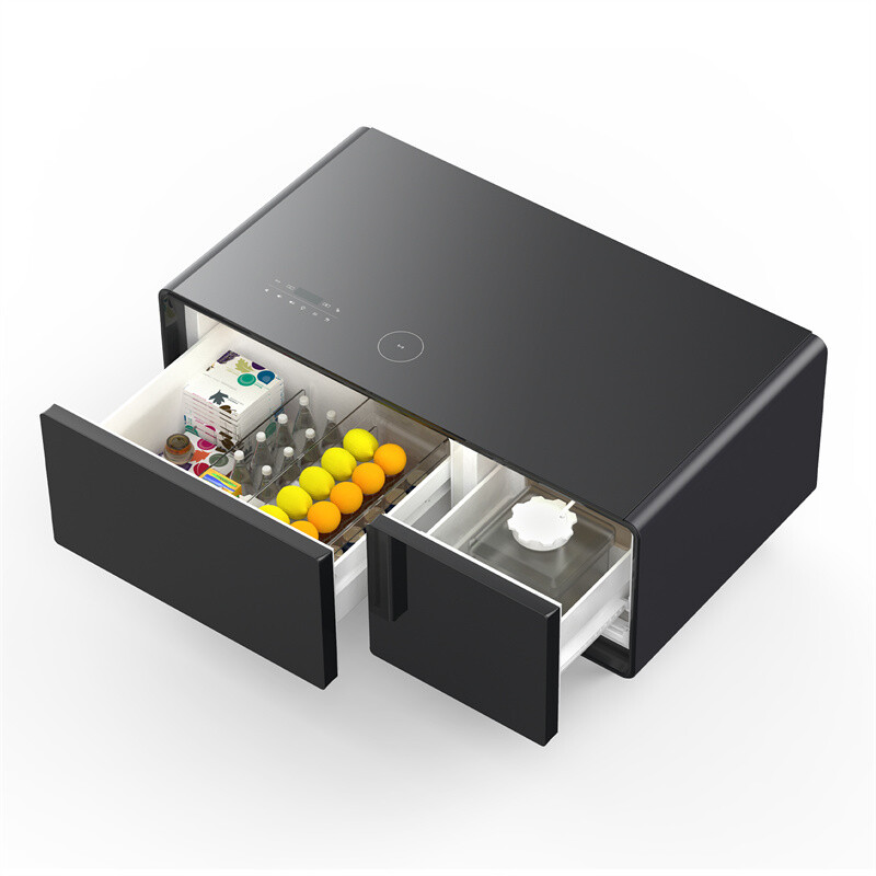 Modern Smart Coffee Table Built-in Fridge Bluetooth Speaker Touch Control Panel