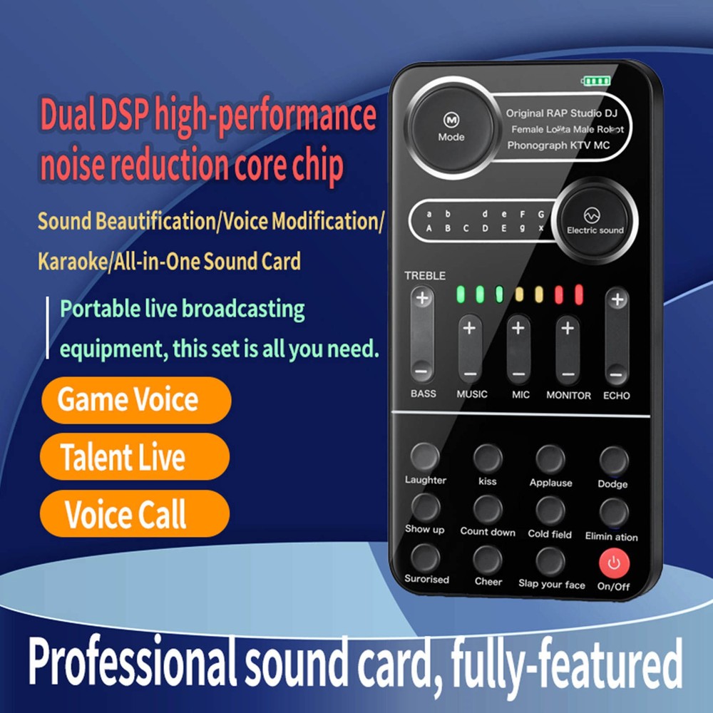 For Microphone Sound Card Portable Mixer with Evading Function 13 Sound Modes