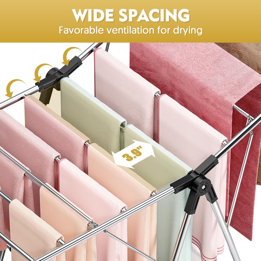 APEXCHASER Clothes Drying Rack, Drying Rack Clothing with Height-Adjustable, Fol