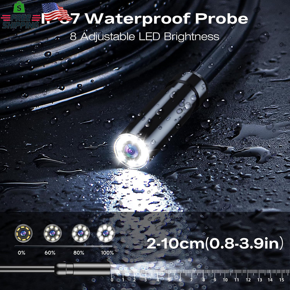 Endoscope Camera with Light, 1920P HD Borescope Inspection Camera with 4.3" IPS