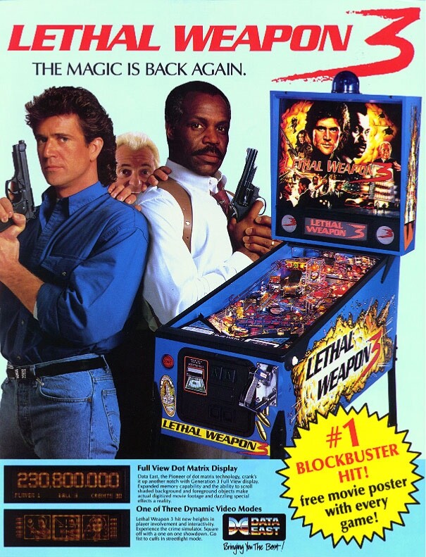 Pinball ROM CPU Display chip set Data East Lethal Weapon 3 NEW CODE 3.01