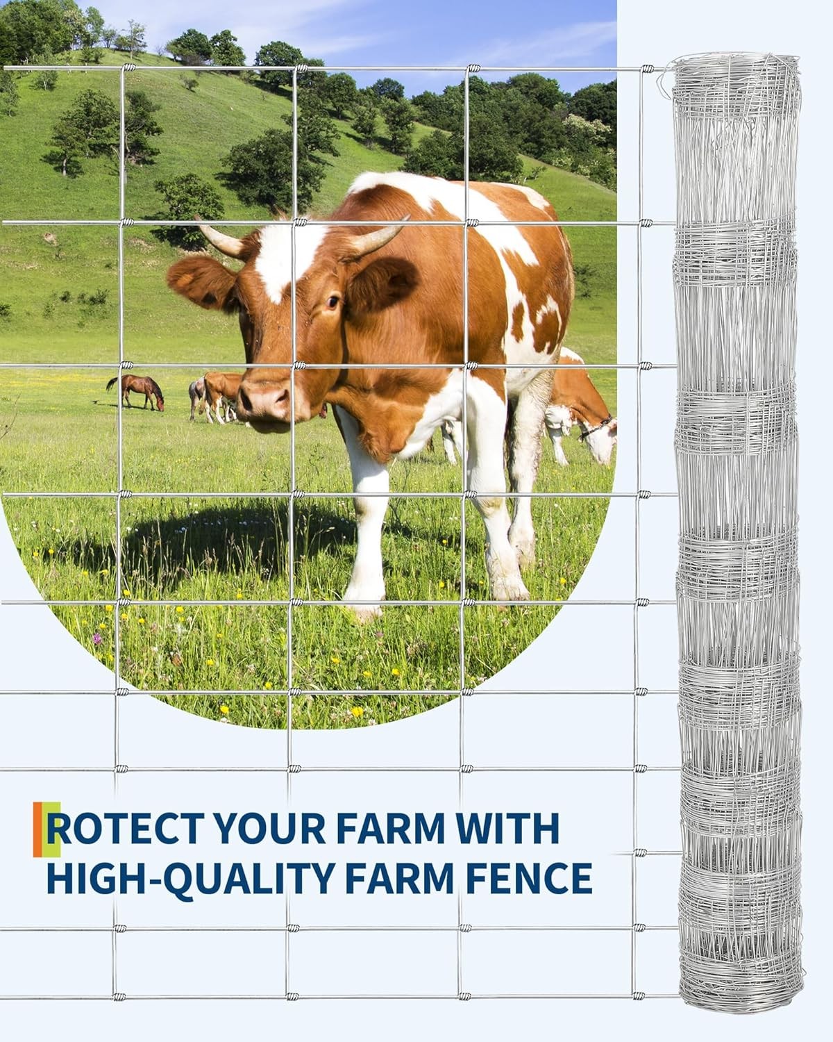 Farm Fence 4/5/6FT x 328FT 4/5FT x 164FT Galvanized Cattle Animals Protection