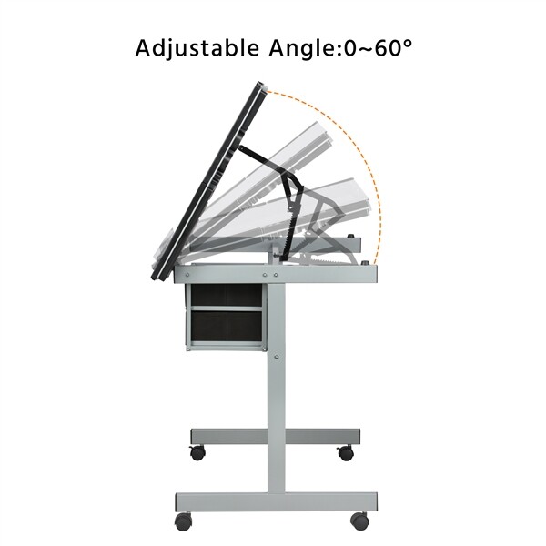 Drafting Table Art Craft Desk Adjustable Artist Drawing Table Home Office, Black