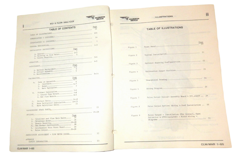 1987 Halliburton Services Instruction Manual For Flow Analyzer Model MC-II