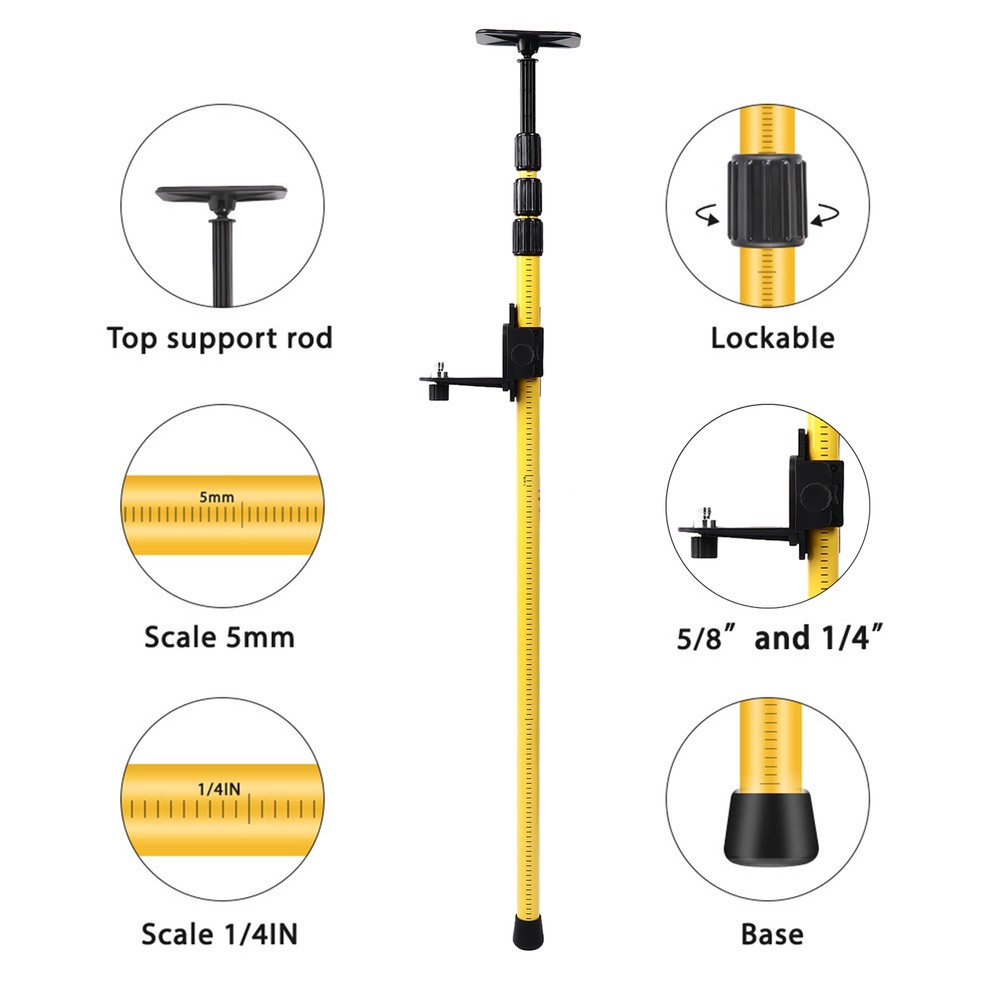 2.8M Leveling Telescoping Pole Adjustable Mounting Pole For Line Lasers