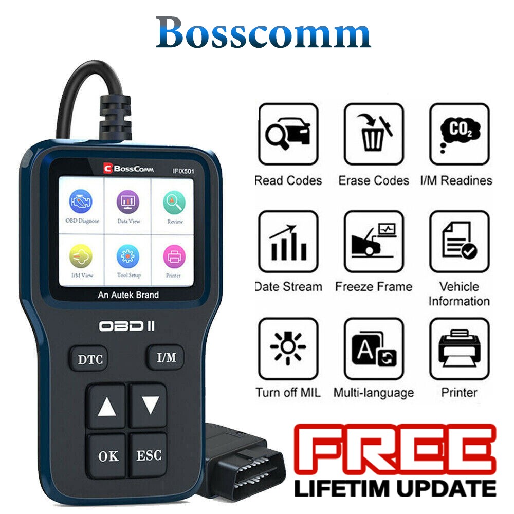 Bosscomm IFIX501 Code Reader OBD2 Scanner Check Engine Fault Diagnostic Tool