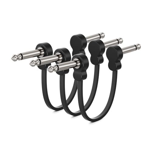1/3 Pack Guitar Patch Cable Premium 5 Inch Right-Angle 1/4" TS Pedal Board Cable
