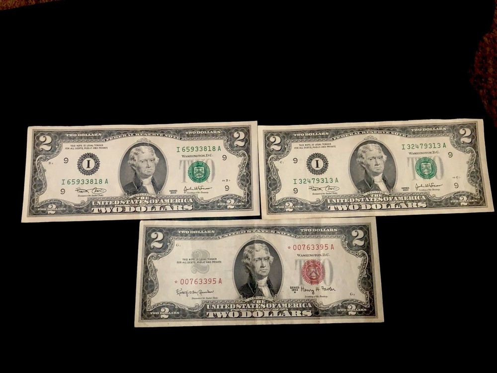1963 Red Seal Star Note 2 Dollar bill. Super low Serial Number. Crisp Note