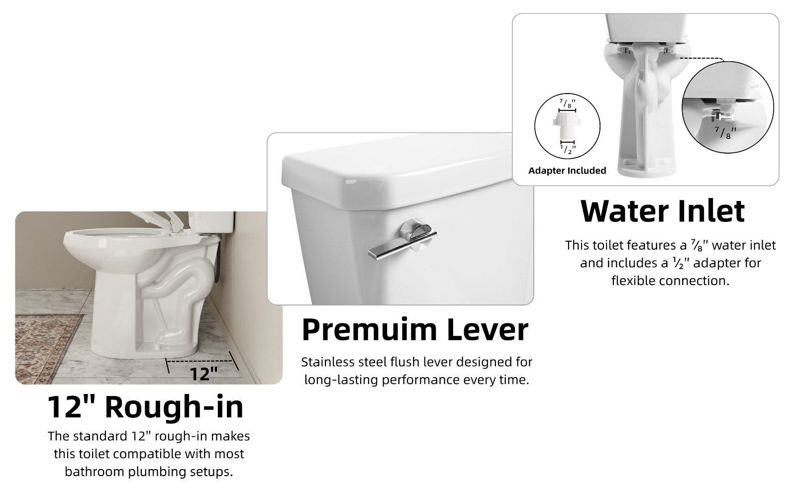 21" Extra Tall Toilet for Seniors, Elongated Bowl, 1.28 GPF, Soft-Close Seat