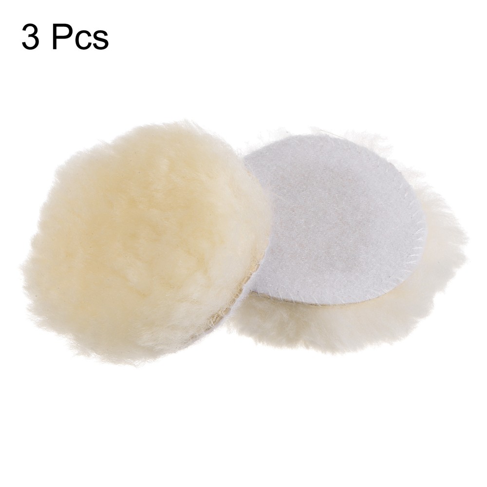 3pcs Wool 3 inch Wool Polishing Pad with Hook and Loop