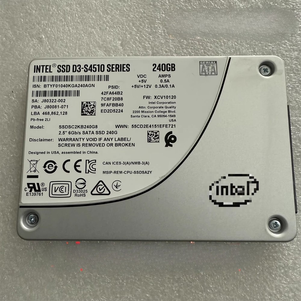 SSDSC2KB240G8 S4510 240G SSD SATA Enterprise Server Solid State Drive