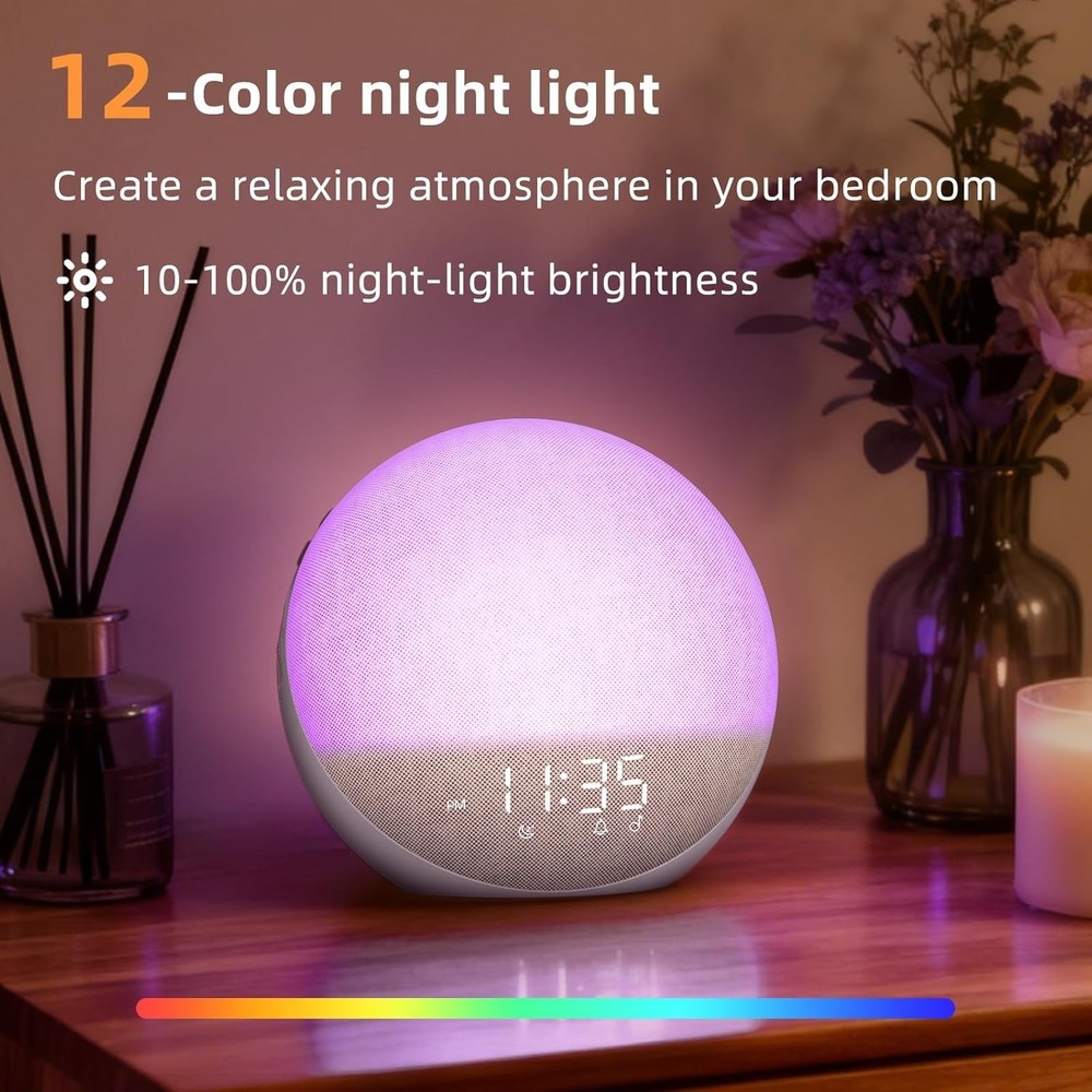 Sunrise Alarm Clock with White Noise & Bluetooth Speaker