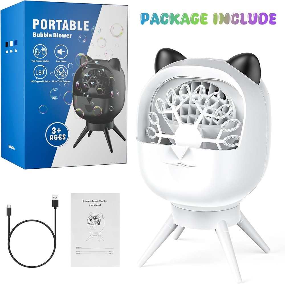 Rechargeable Bubble Machine Portable Bubble Blower Machine for Outdoor/Indoor