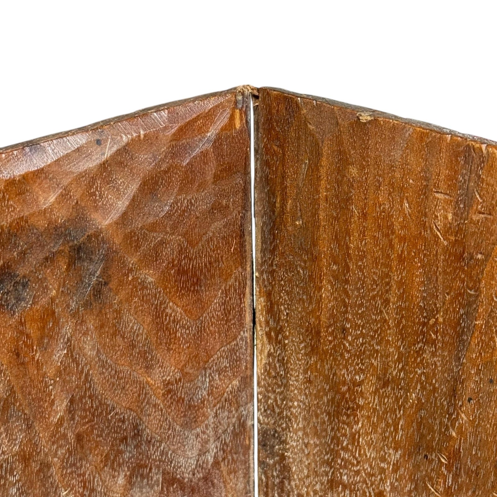 Vintage Hand Carved Wood Deer Forest Table Vase Pentagon Rustic Folk Primitive