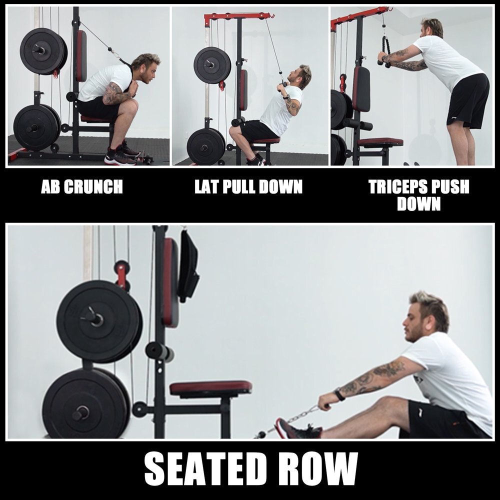 Multi-Function Home Gym Lat Pull Down & Lat Row Cable Machine Pulley System