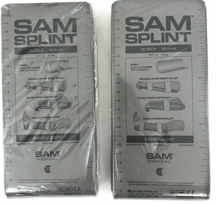 2 Pack 36" SAM Splint, Gray SAM Splints, Army Style for Trauma First Aid Kit