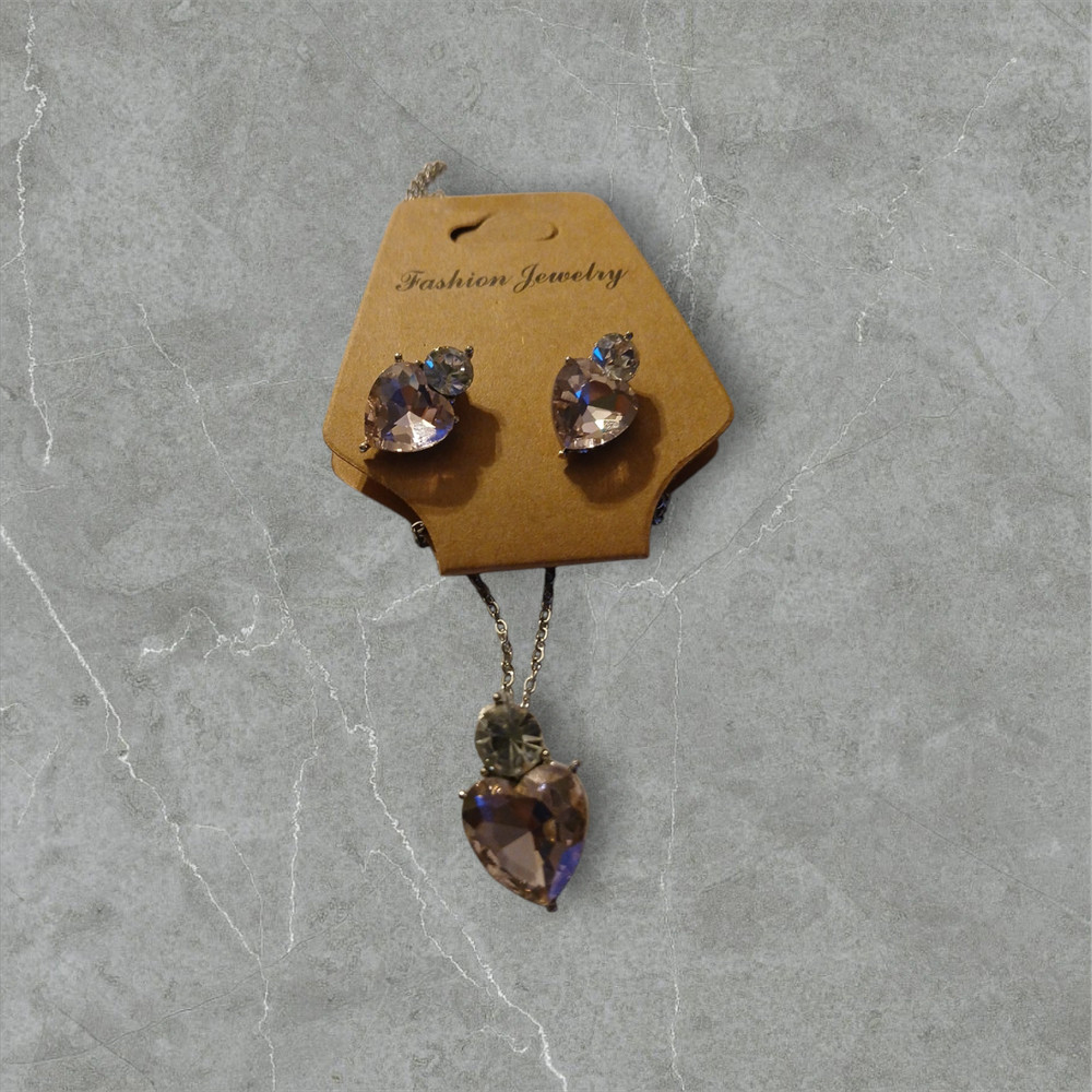 Pink Stone with Cubic Zirconia Set