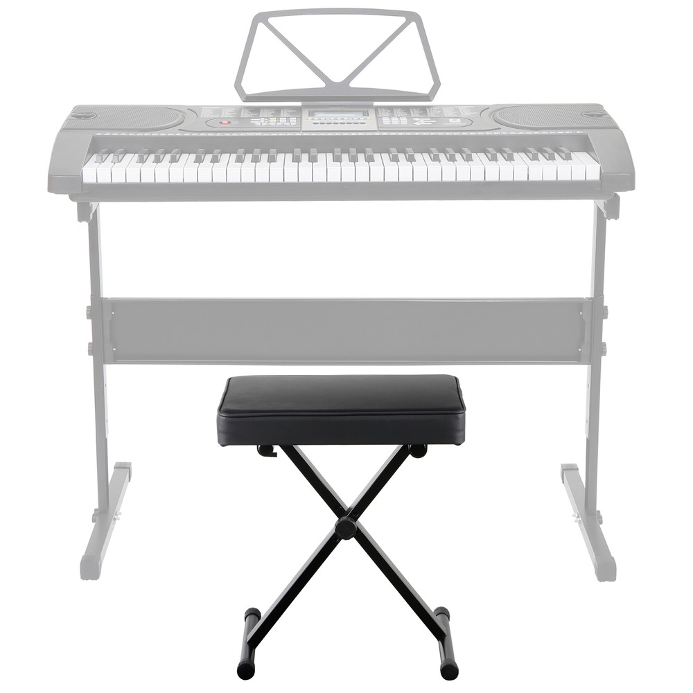 Adjustable Piano Keyboard Bench Padded Stool Seats X-Style Foldable Bench Black