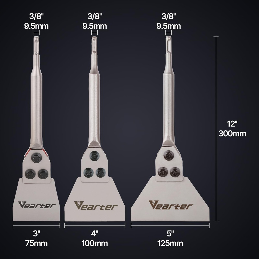 Vearter 5''x12'' SDS Plus Shank Electric Hammer Floor Scraper Replaceable Bla...