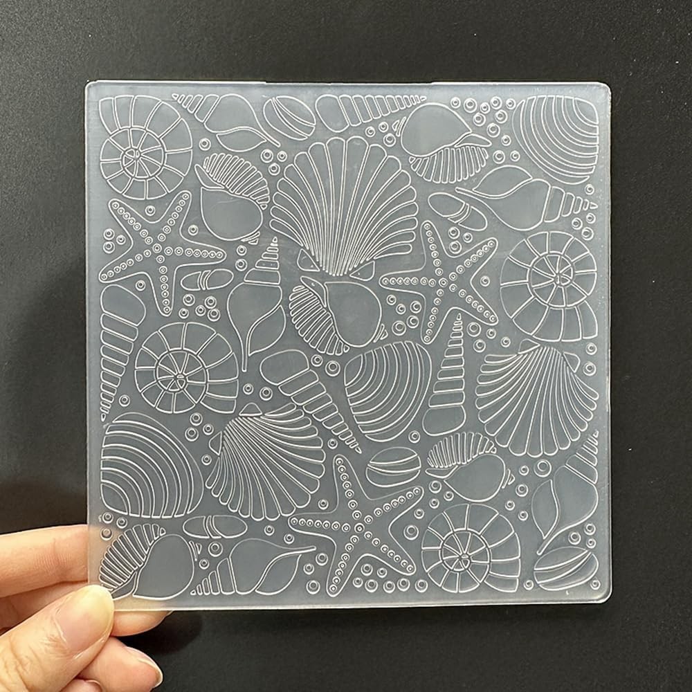 3D Plastic Embossing Folder Sea Star Shell Texture for DIY Scrapbooking