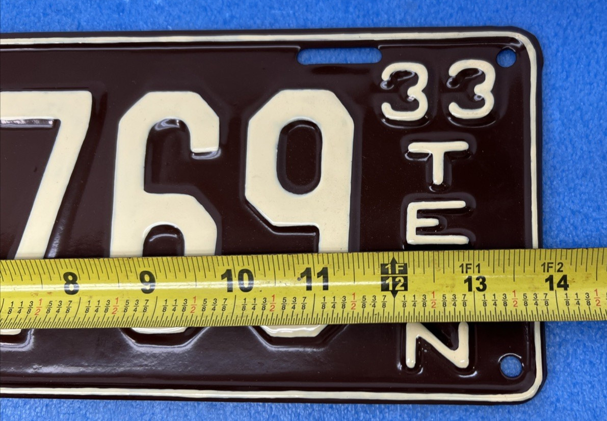 1933 Original Tennessee License Plate restored repaint Nice Display Plate Tag