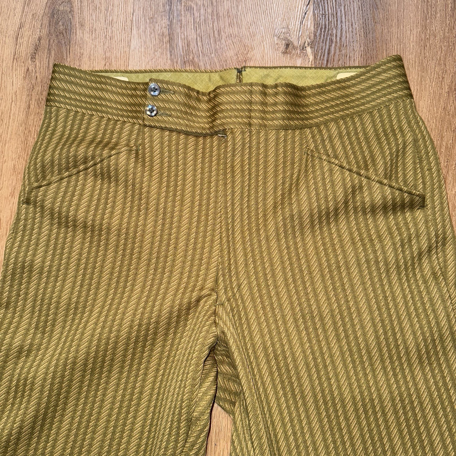 Vtg 60s Pants Mens 34 28 Marx Made Leisure Suit MCM Mod Beatnik Stripe Polyester