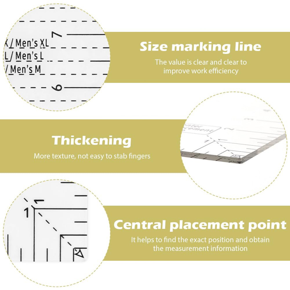 Tshirt Ruler Guide for Vinyl Alignment, Left Chest Logo Placement Tool, Acrylic