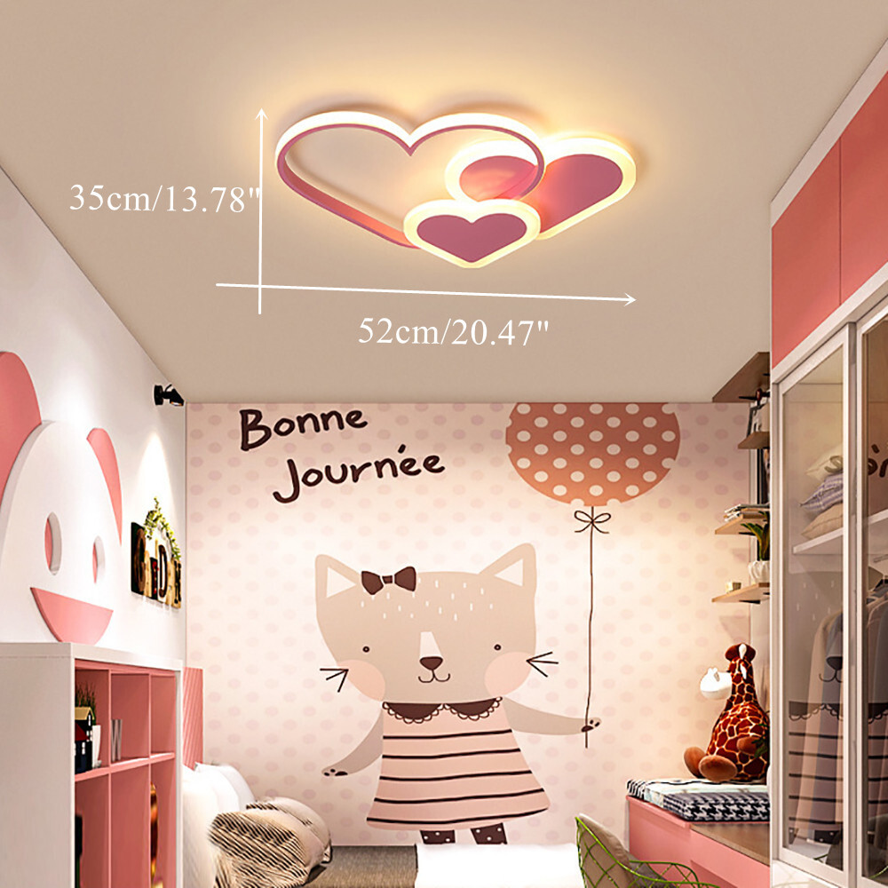 Pink Ceiling Light Heart-shaped Ceiling Light Dimmable LED Ceiling Lamp W/Remote