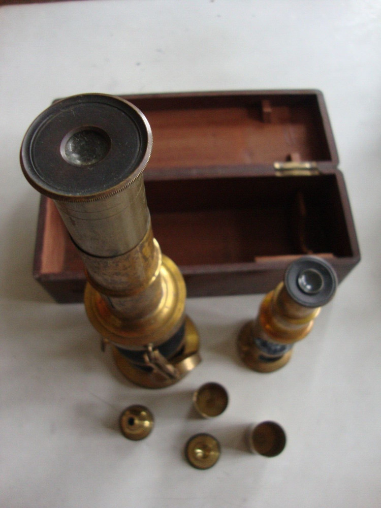 Antique microscopes and accessories